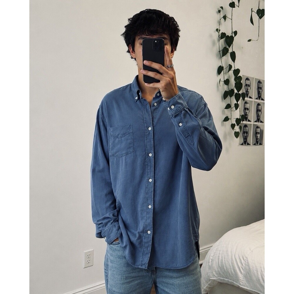 NN07 Levon Shirt XL Regular Blue Tencel Button Down Long Sleeve Made In Turkey